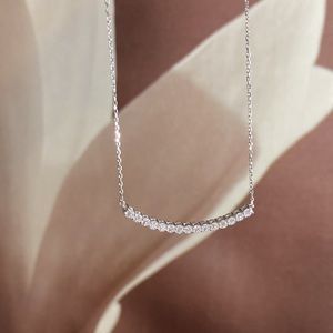 GRA Moissanite Diamond Bar Pendant Necklace Vermeil NEW